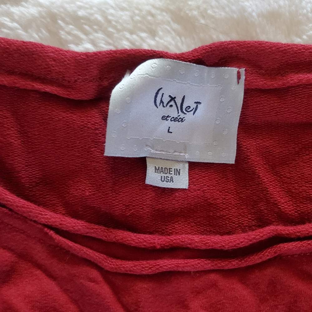 Chalet Et Cèci Tunic Dress Womens Size L Red Half Sleeve Art To Wear Artsy - Picture 6 of 8